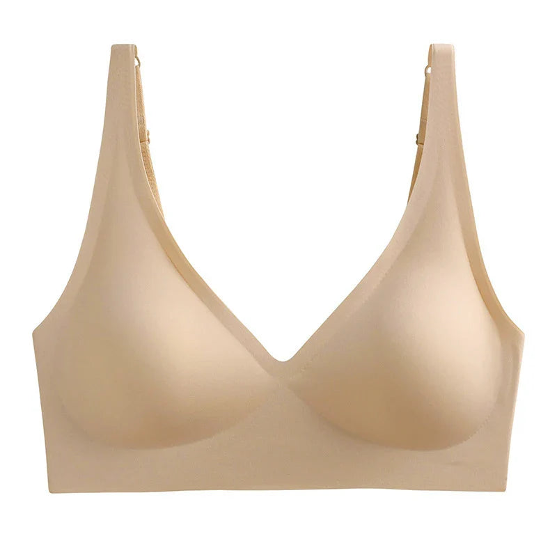 Sexy Seamless Bras For Women Wire Free Push Up Brassiere V Neck Bralette Women's Glossy Soft Underwear Female Lingerie Intimates