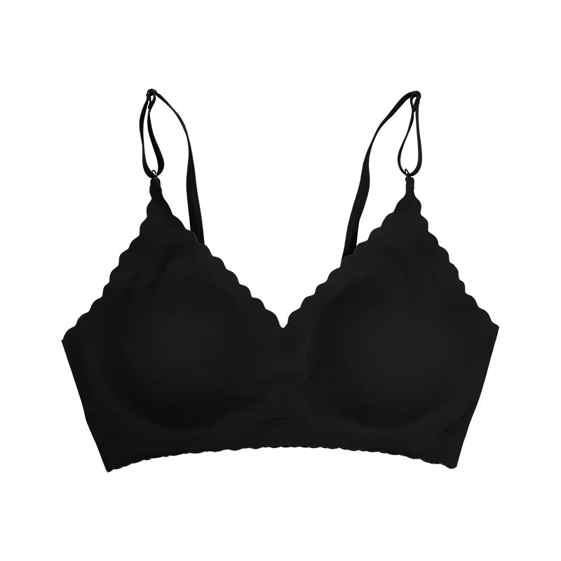 Hot Sale 9 Colors Comfy Bra WireFree Padded Wavy Edge Korea Laser Cutting Invisible Yoga Wear Ladies Bra Seamless Women Bra