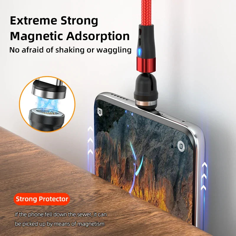 AUFU 5A Magnetic Type C Cable For Samsung S21 Huawei P30 Magnet Fast Charging Charger Wire for iPhone Xiaomi Micro USB Data Cord