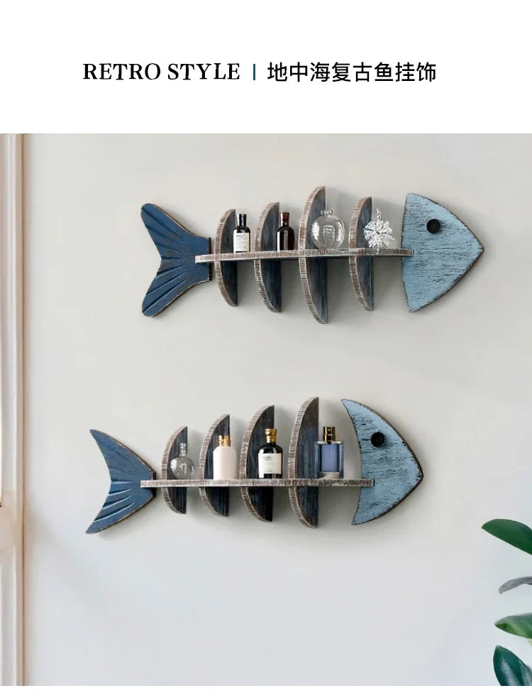 Mediterranean Fishbone Wall Shelf – 3D Wooden Wall Decor & Storage (Flat, Pointed or Vertical)