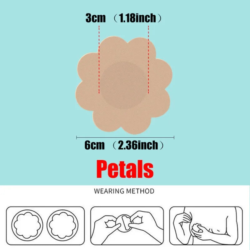 50Pcs Cloth Nipple Cover Teat Hide Women Nipple Pasties Piece Breast Petals Invisible Bra Padding Chest Sticker Patch Covers