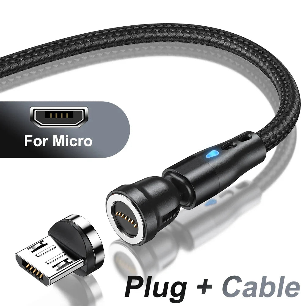 AUFU 5A Magnetic Type C Cable For Samsung S21 Huawei P30 Magnet Fast Charging Charger Wire for iPhone Xiaomi Micro USB Data Cord