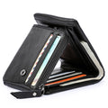 CONTACT'S Genuine Crazy Horse Leather Men Wallets Vintage Trifold Wallet Zip Coin Pocket Purse Cowhide Leather Wallet For Mens