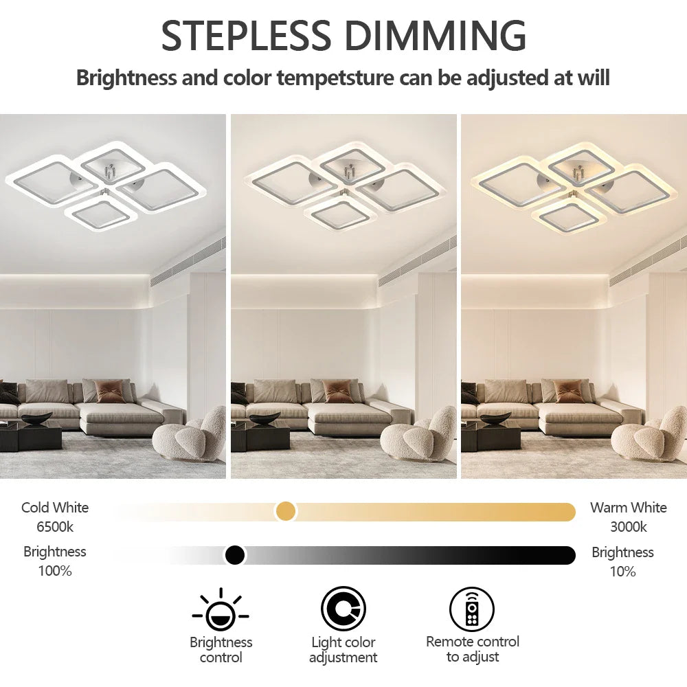 Modern LED Ceiling Light Dimmable Ceiling Lamp Fixture  Acrylic Flush Mount Ceiling Chandelier Lighting for Living Room Home
