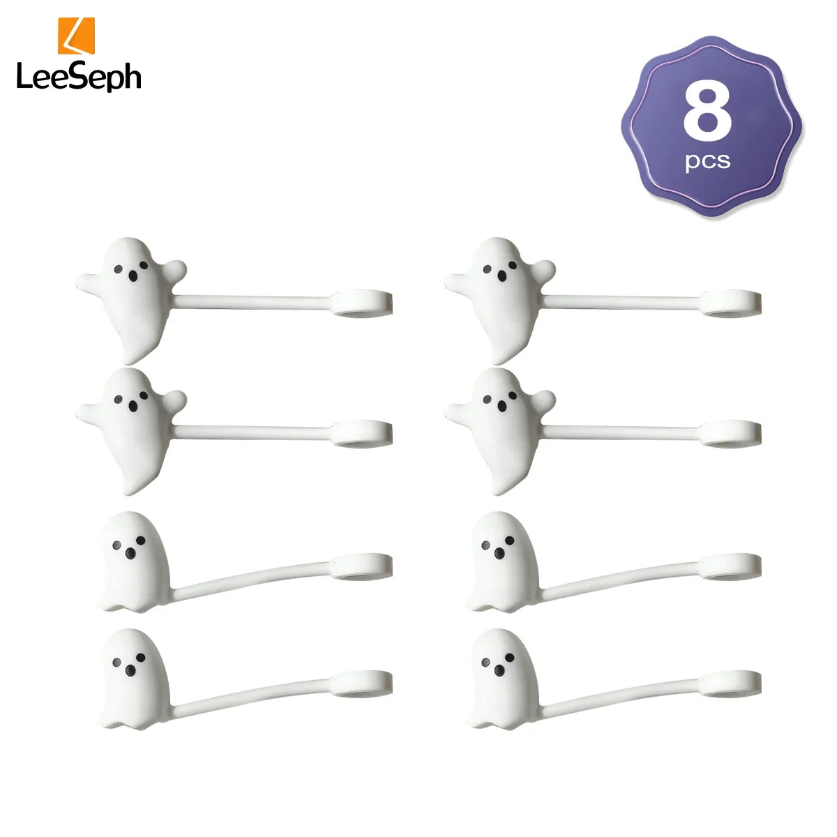 Leeseph Halloween Ghost Straw Covers Cap, Silicone Reusable DustProof Drinking Straw Topper, Cup Accessories for Stanley Cup
