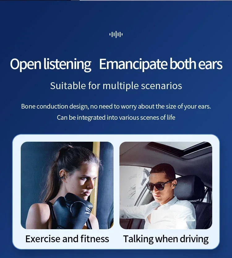T75 Sport Bone-Conduction Bluetooth 5.3 Earphones HiFi Sound Wireless Headphones Earclip Waterproof Open Ear Headset Earring