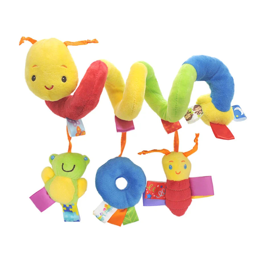Newborns Spiral Hanging Activity Stroller Toy Baby Carseat Toy Black & White Lion Koala Rattle  for Crib Mobile Sensory Toy Gift