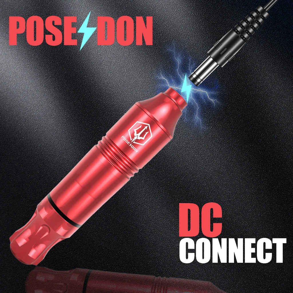 Tattoo Kit POSEIDON Red High Power Tattoo Pen Kit For Permanent Makeup Tattoo Machine Kit Cool Tattoo Power Supply Tattoo Gun Ki
