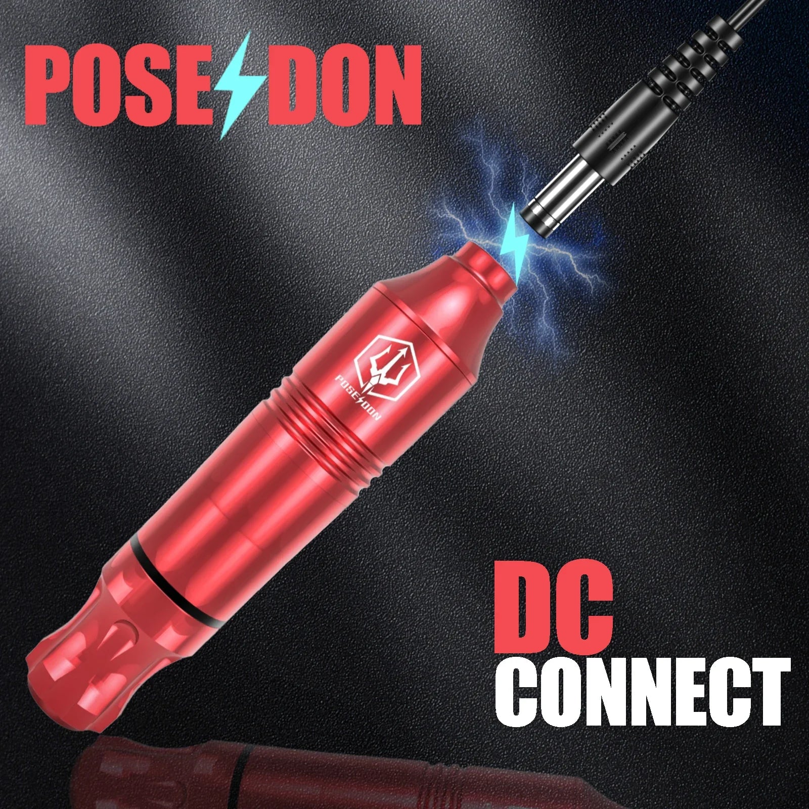 Tattoo Kit POSEIDON Red High Power Tattoo Pen Kit For Permanent Makeup Tattoo Machine Kit Cool Tattoo Power Supply Tattoo Gun Ki