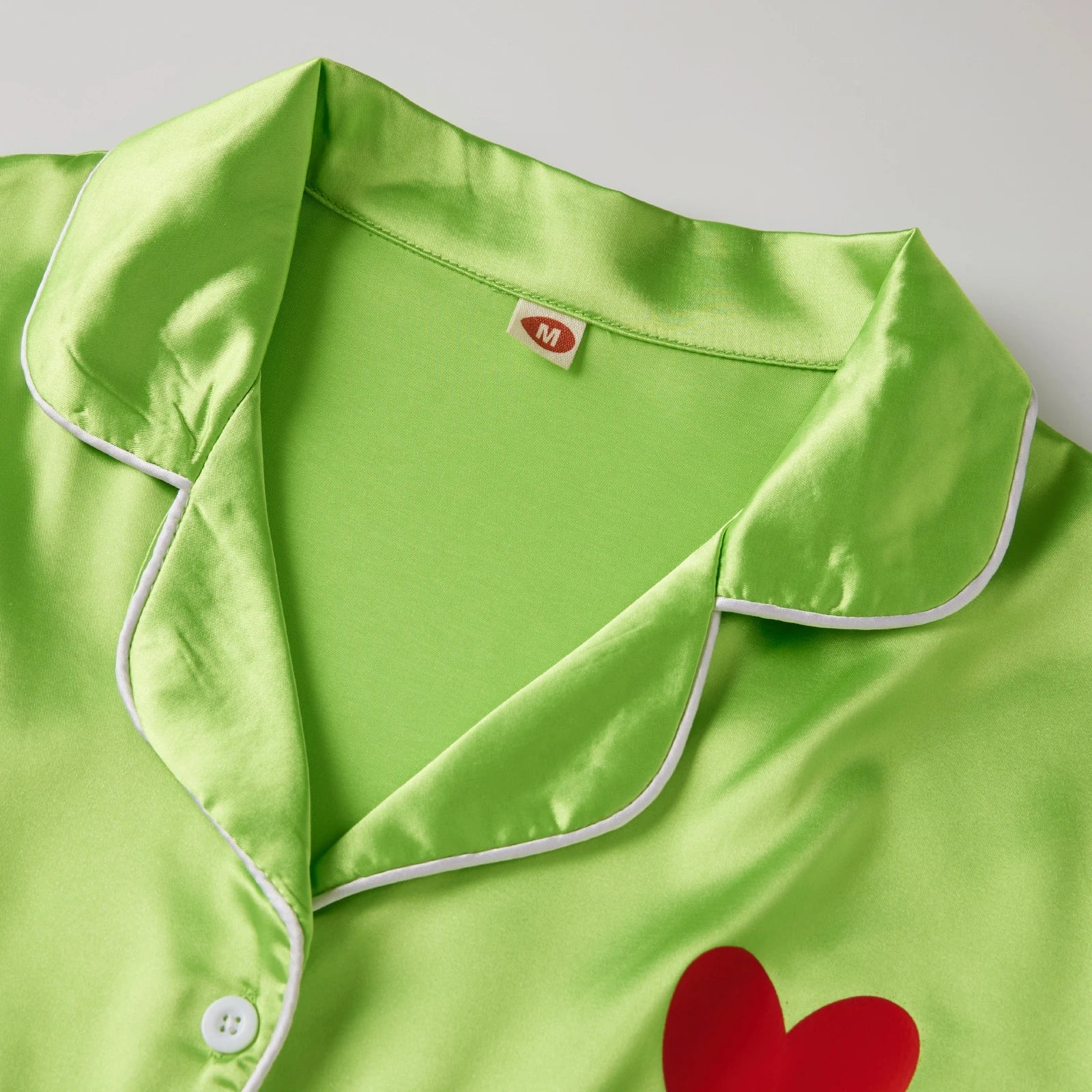 Family Green Satin Silk Christmas Pajamas Button down Shirt Sleepwear Jammies Set