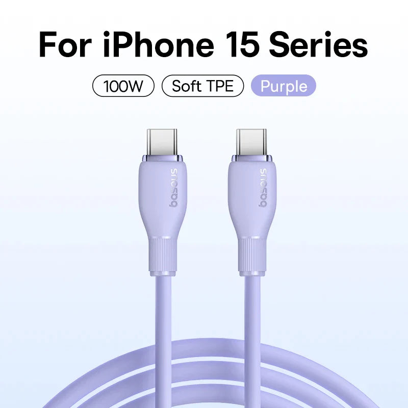 Baseus PD 100W USB C To USB Type C Cable For Macbook Fast Charging Charger Wire Cord For iPhone  16 15 Type-C Cable For Xiaomi