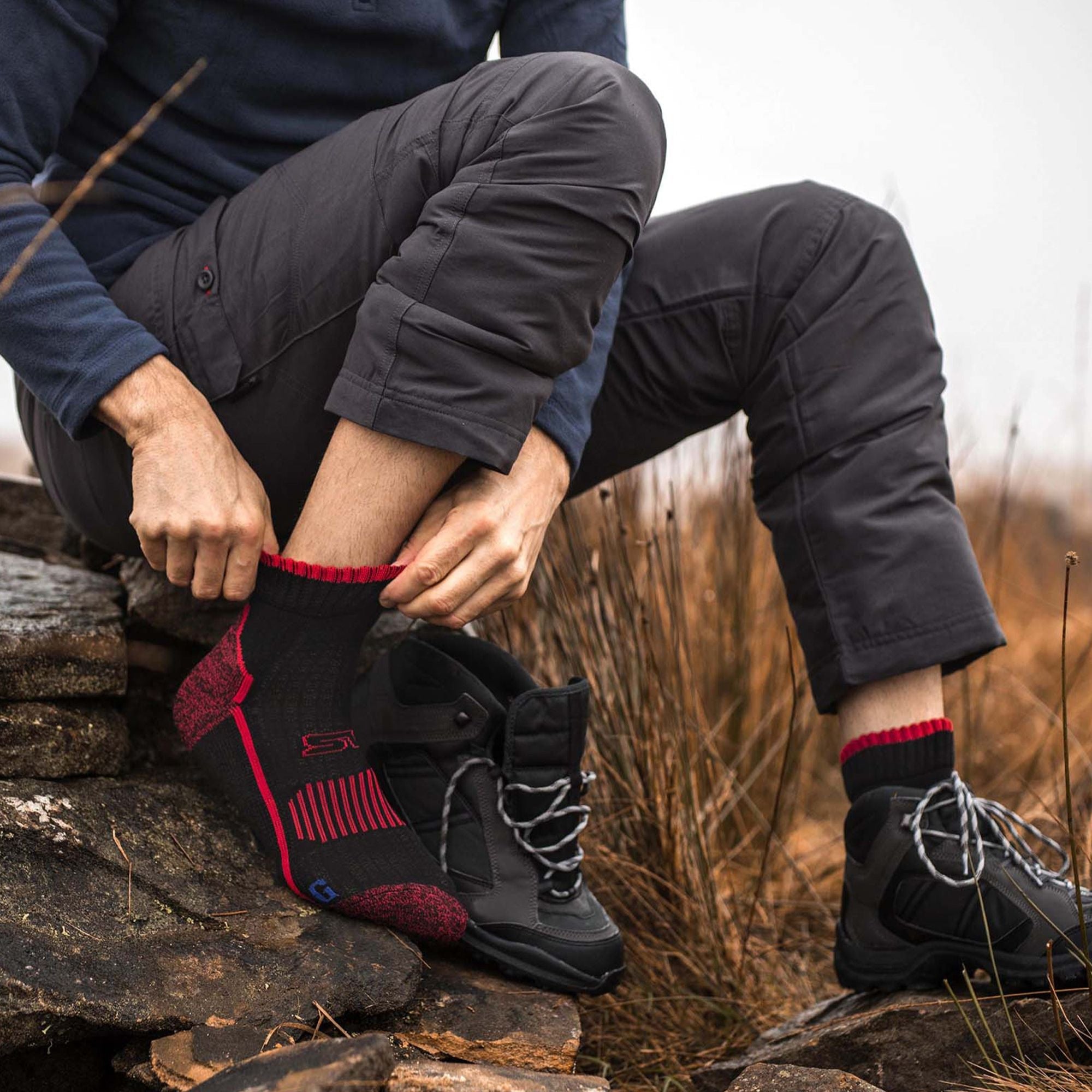 1 Pack Mens Cotton Reinforced Ankle Hiking Walking Trekking Socks