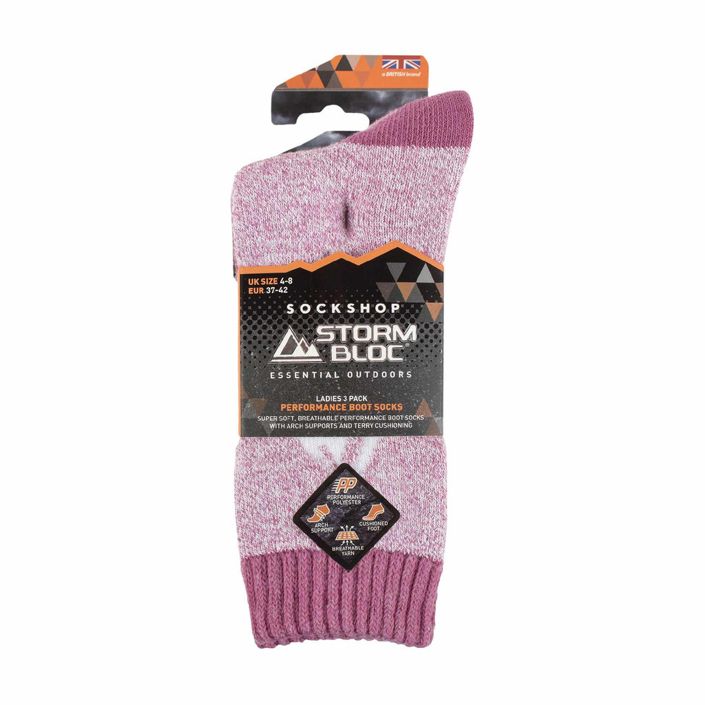 3 Pack Ladies Performance Polyester Boot Socks