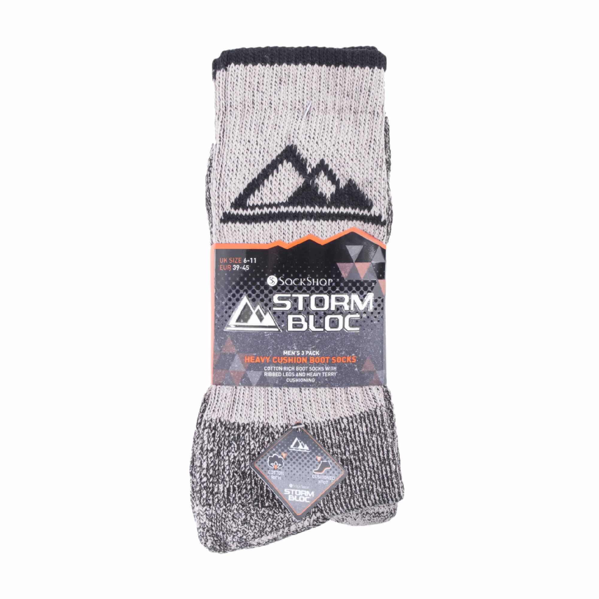 3 Pack Mens Heavy Cushioned Outdoor Cotton Hiking Socks