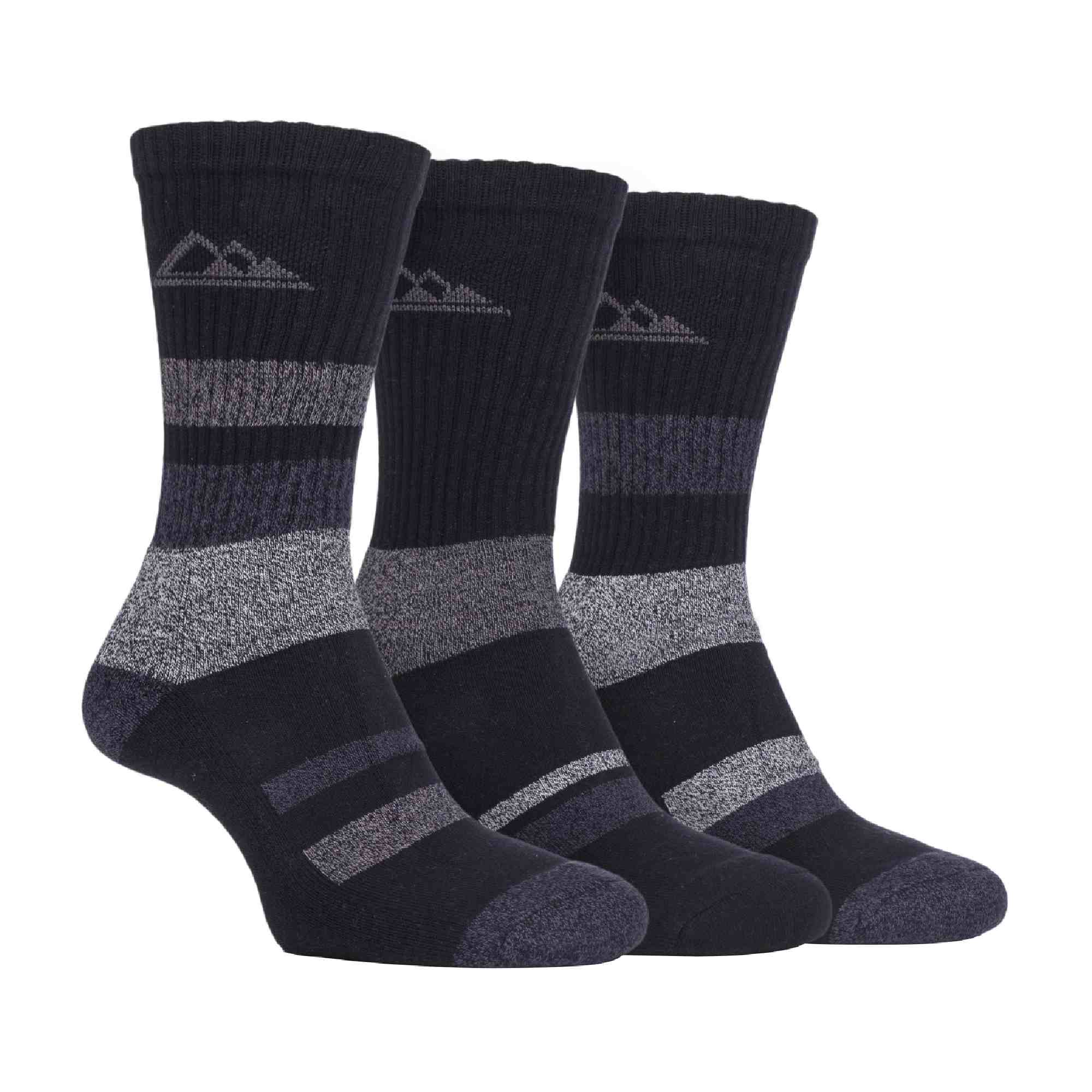 3 Pack Mens Cushion Sole Cotton Hiking Socks