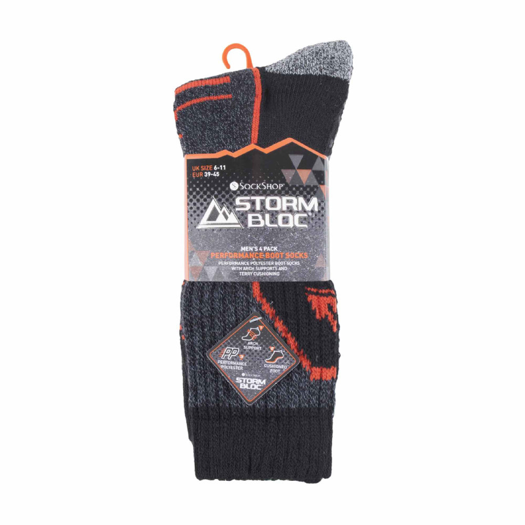 4 Pack Mens Cushioned Anti Blister Hiking Socks