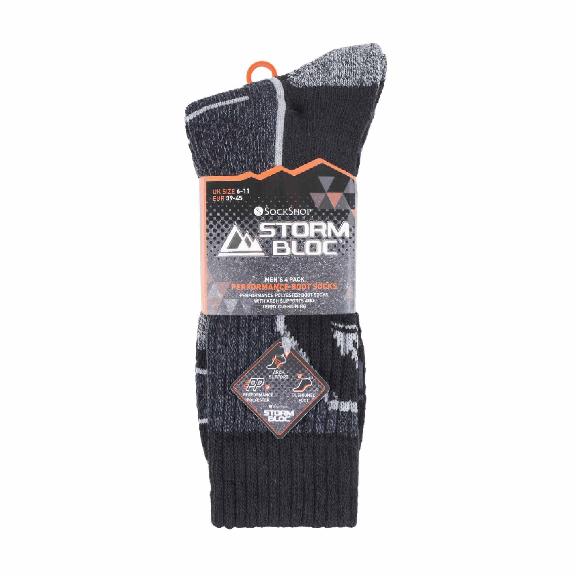 4 Pack Mens Cushioned Anti Blister Hiking Socks