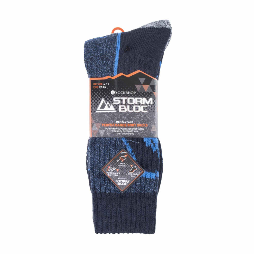 4 Pack Mens Cushioned Anti Blister Hiking Socks