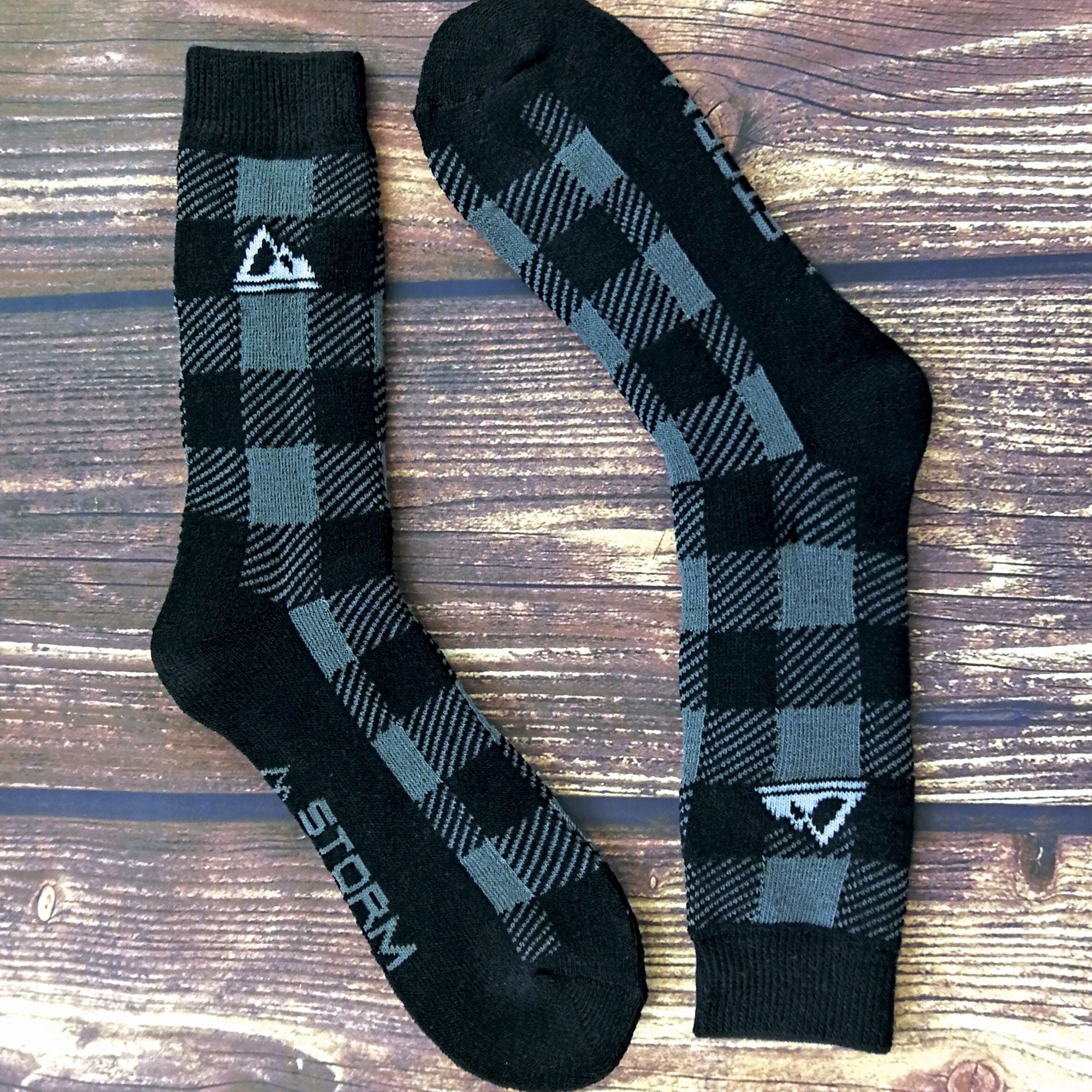 2 Pack Mens Thick Cushioned Patterned Winter Warm Thermal Boot Socks for Hiking