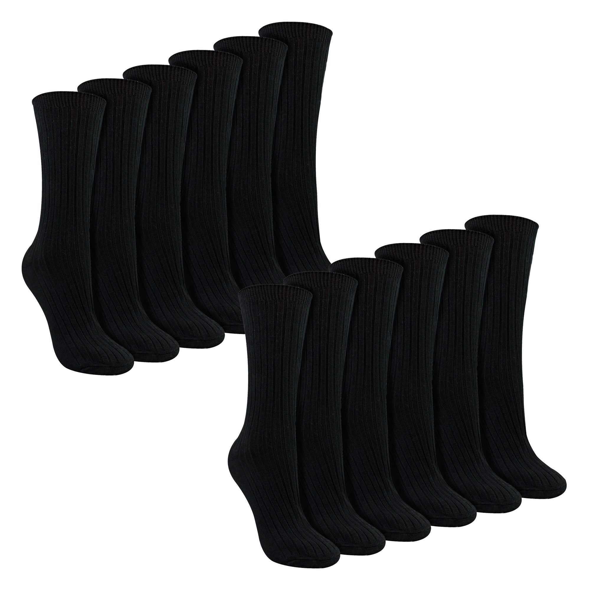 Ladies 12 Pack 100% Cotton Soft Breathable Socks