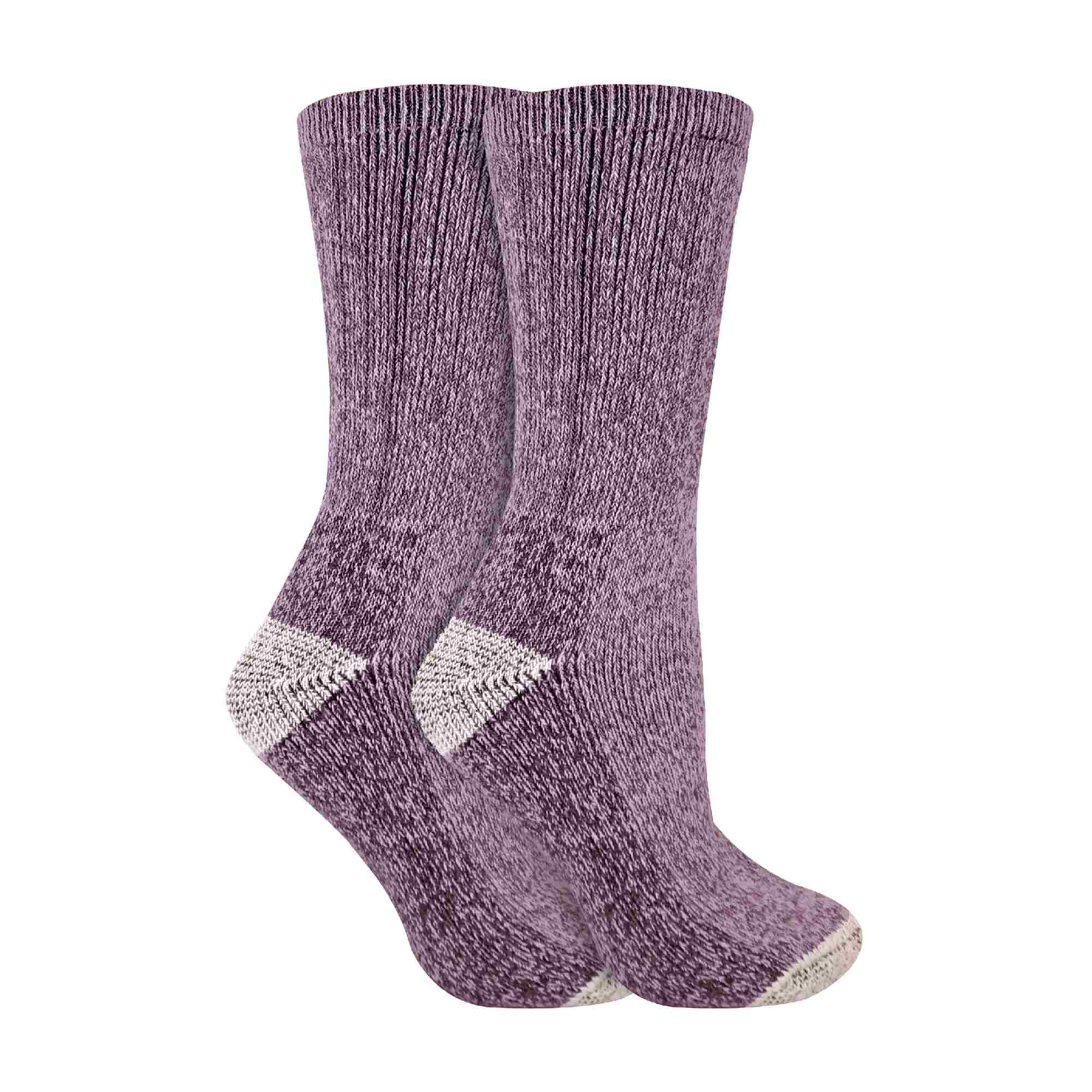 2 Pack Ladies Cushioned Heel & Toe Thermal Wool Hiking Socks