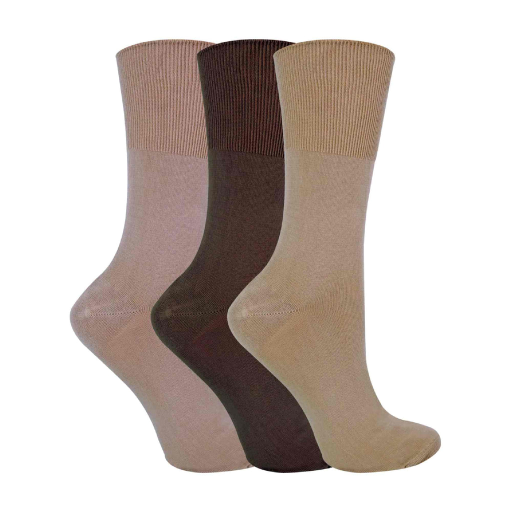 3 Pack Ladies Anti Odour Loose Wide Bamboo Socks with Non Elastic Top