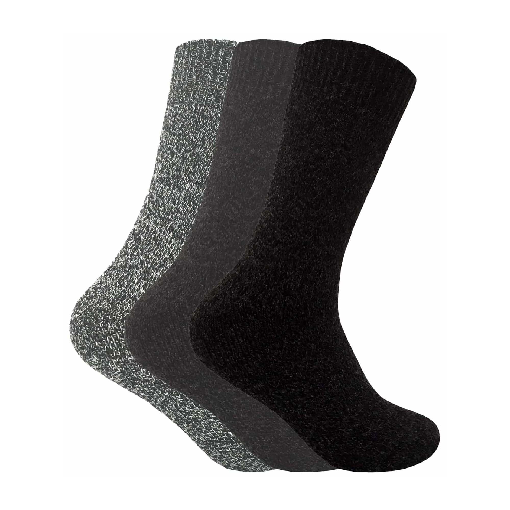 3 Pack Mens Padded Sole Winter Warm Thermal Wool Walking Boot Socks