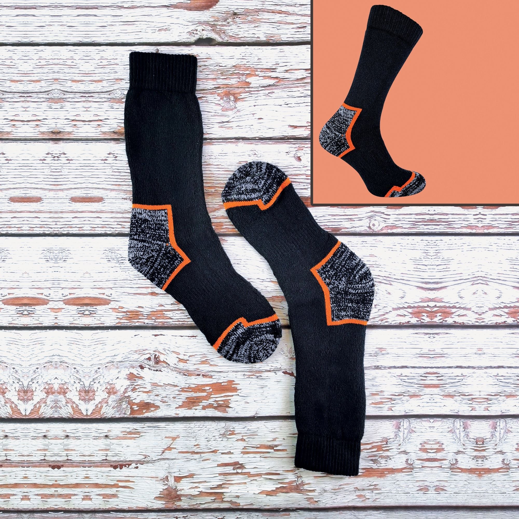 3 Pack Mens Heavy Duty Cotton Cushioned Work Boot Socks