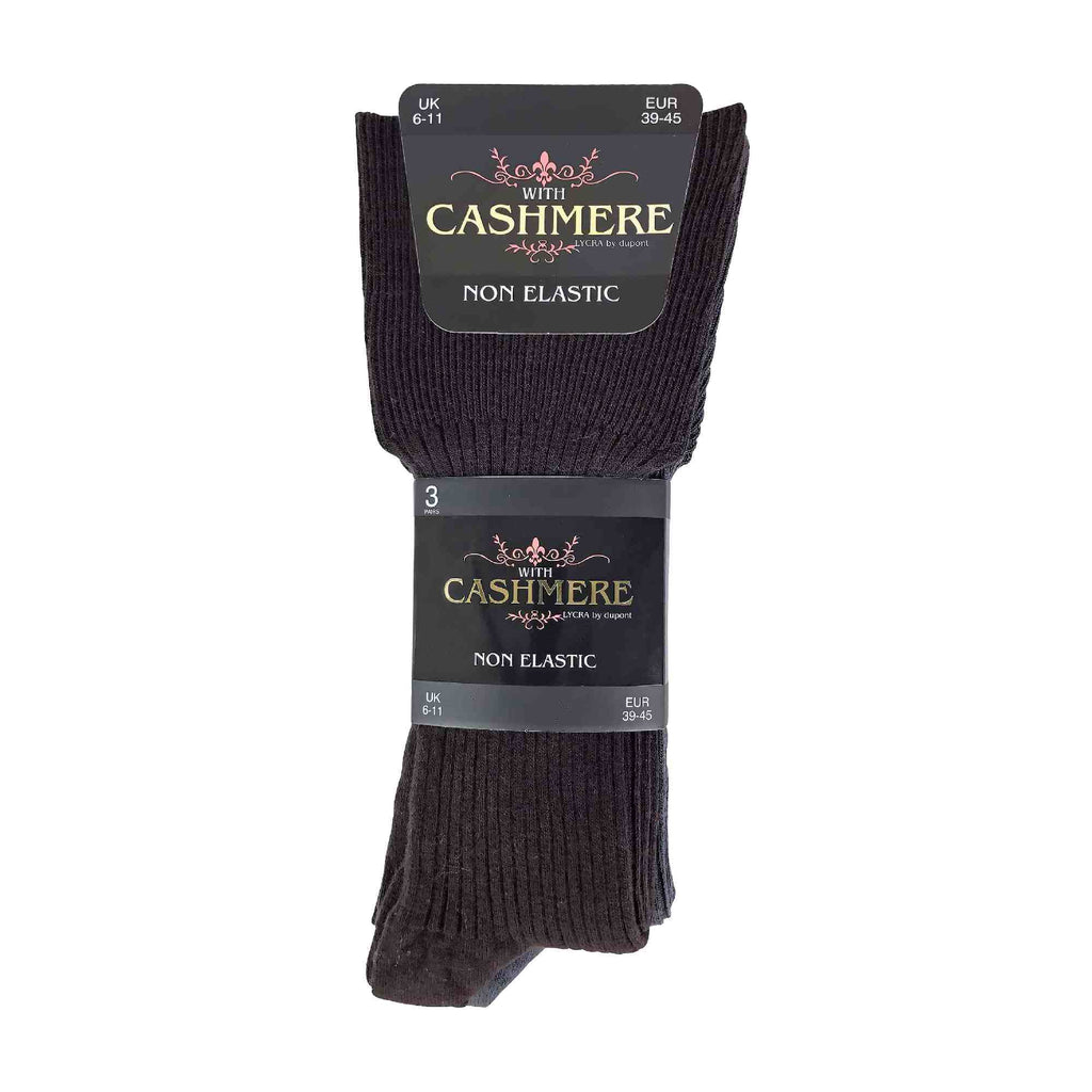 3 Pack Mens Ribbed Non Elastic Cashmere Dress Socks with Loose Top