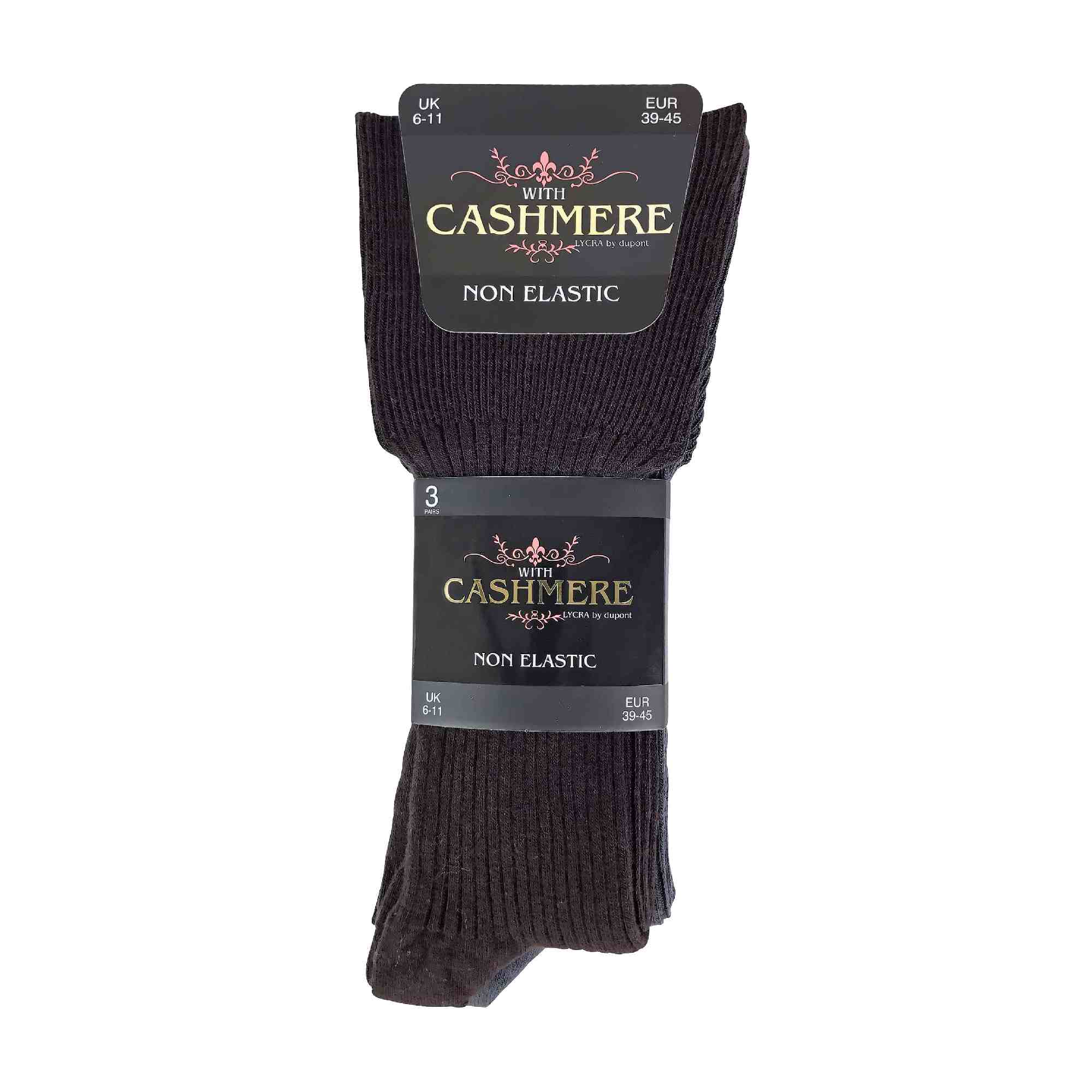 3 Pack Mens Ribbed Non Elastic Cashmere Dress Socks with Loose Top