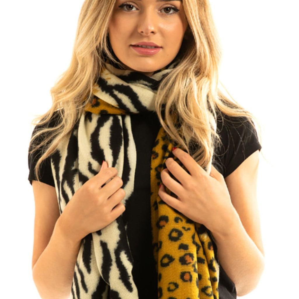 Ladies Zebra & Leopard Print Scarf for Winter