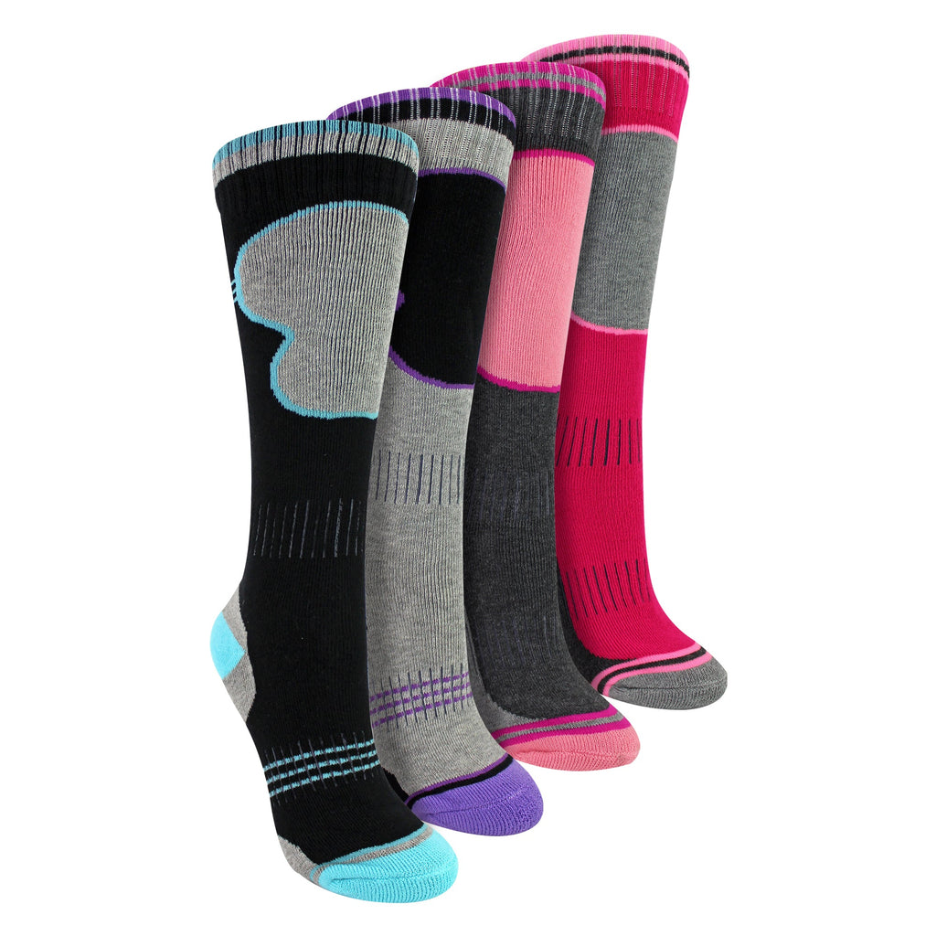4 Pack Girls Ski Socks Thermal Winter Cushioned