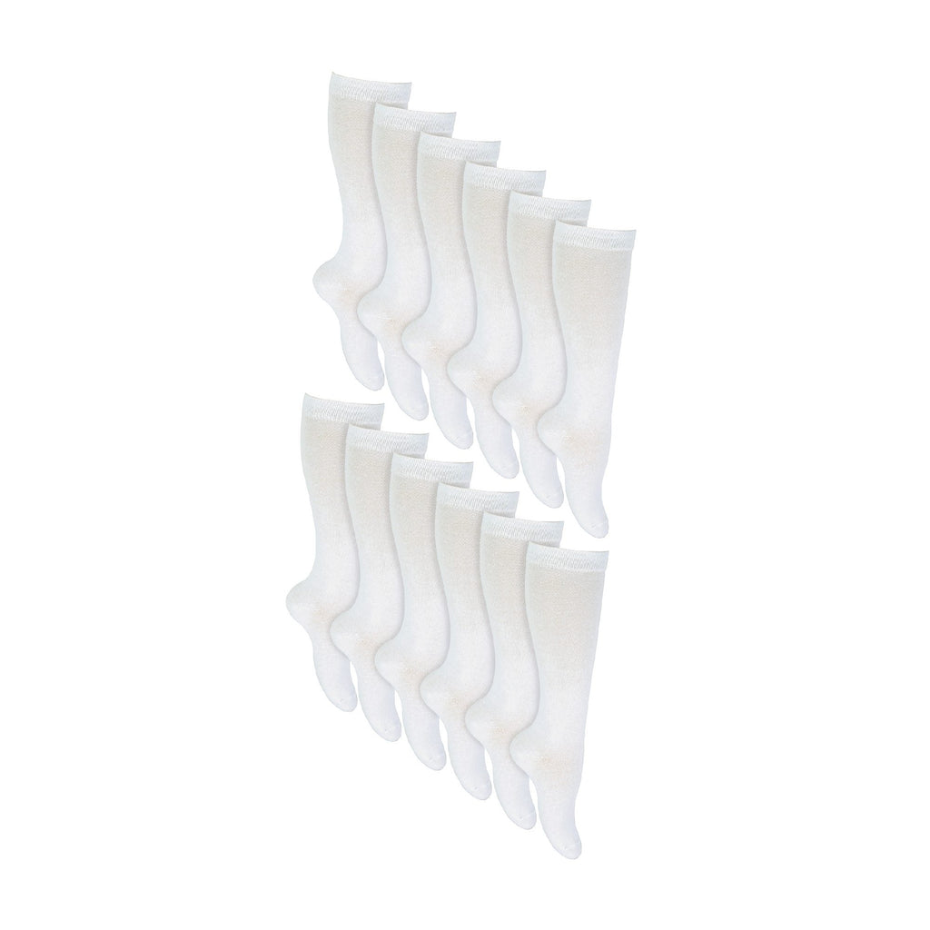 12 Pack Girls Long Knee High Soft Cotton School Socks