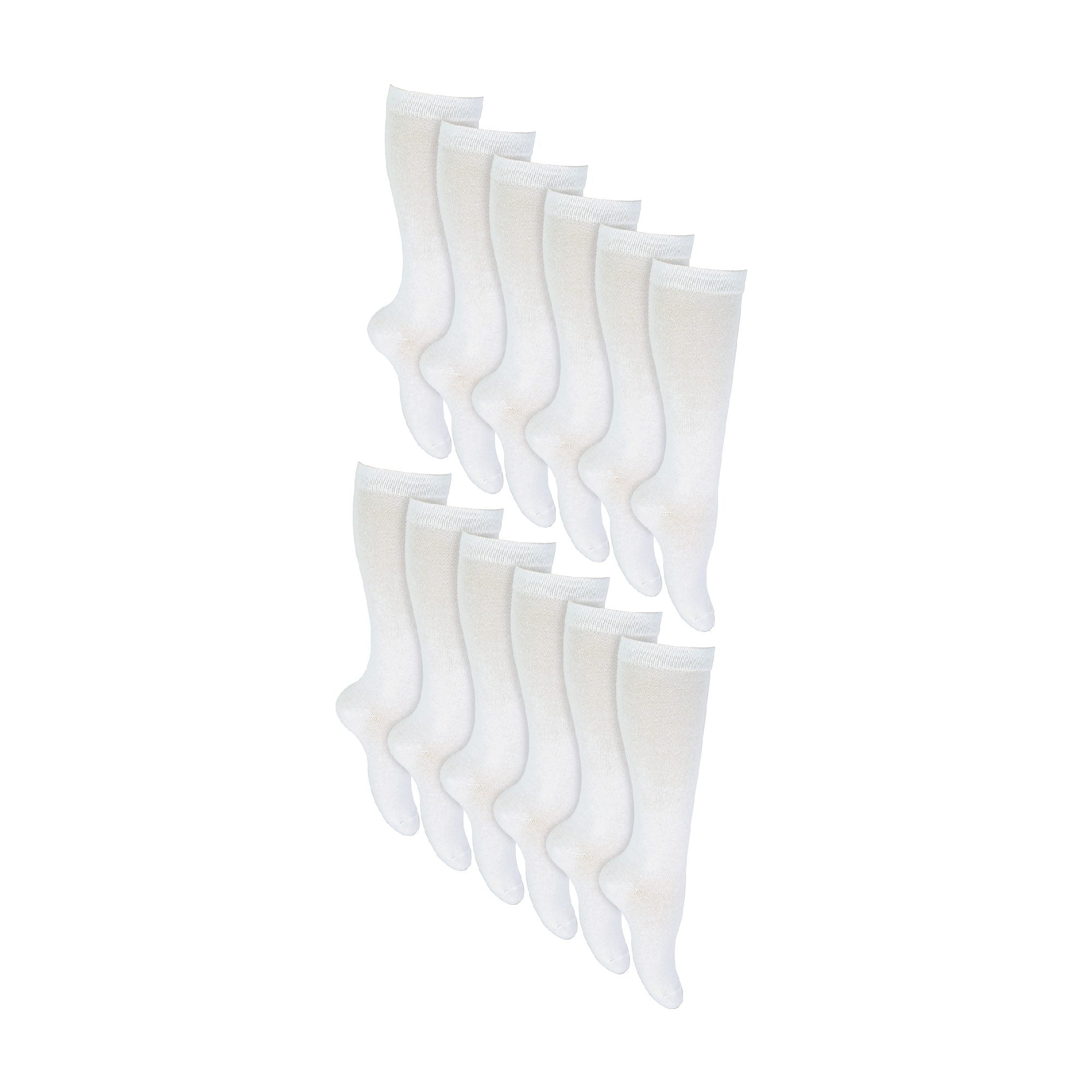 12 Pack Girls Long Knee High Soft Cotton School Socks