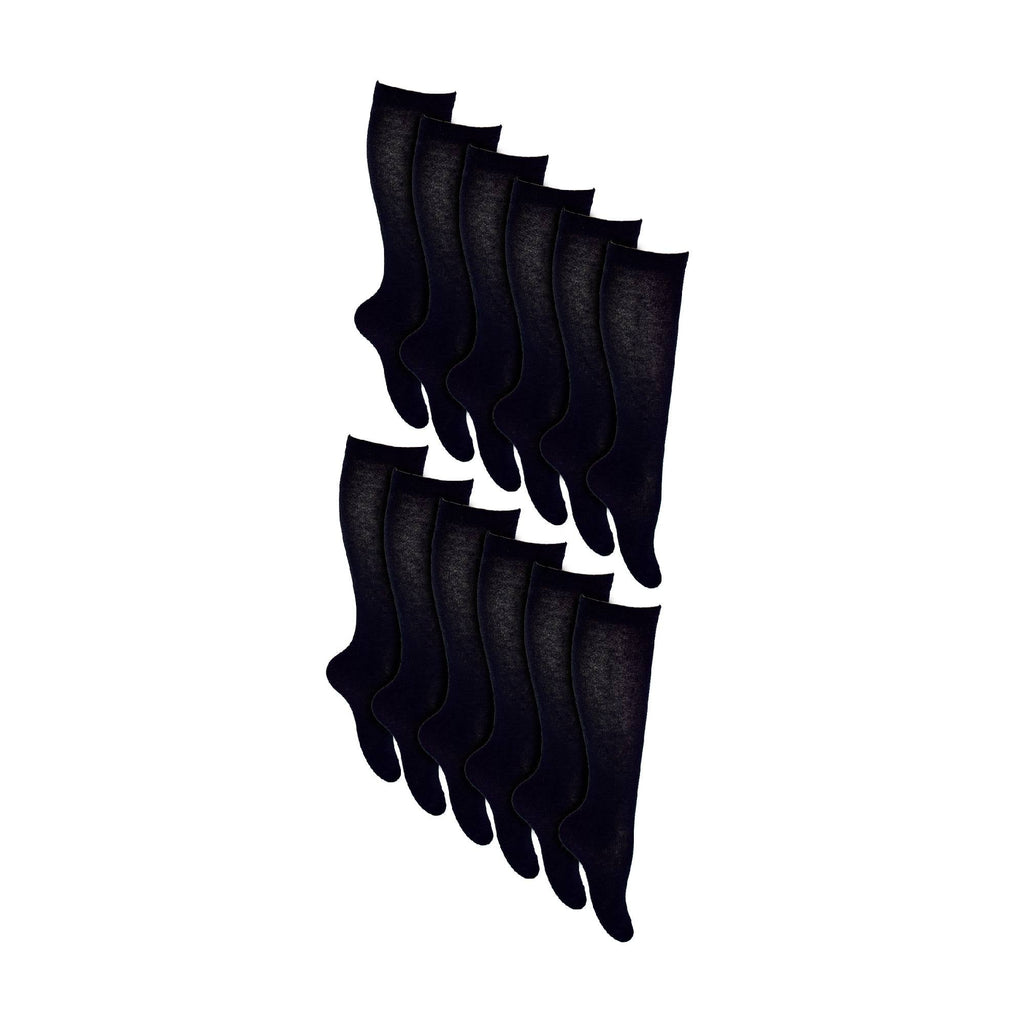 12 Pack Girls Long Knee High Soft Cotton School Socks