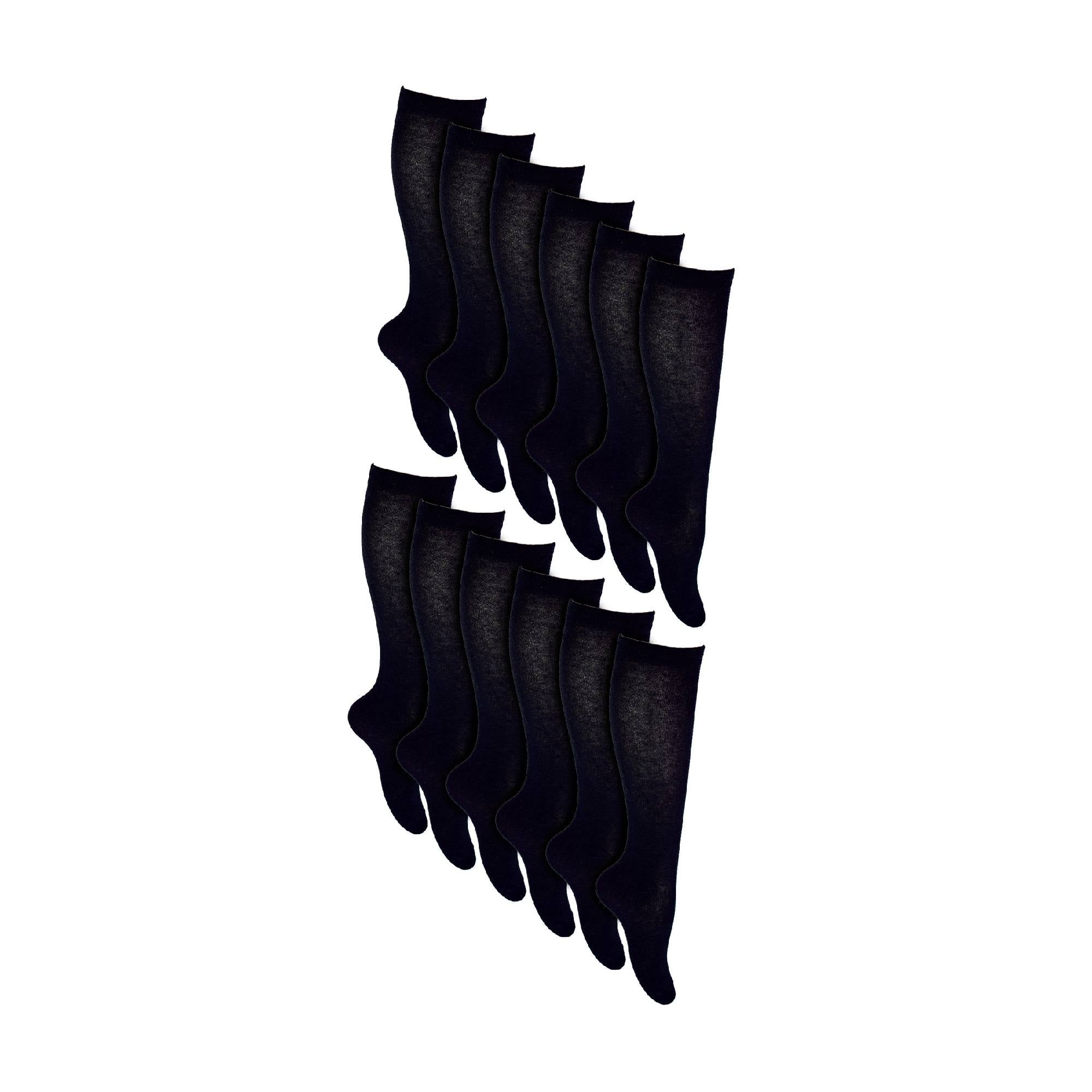 12 Pack Girls Long Knee High Soft Cotton School Socks