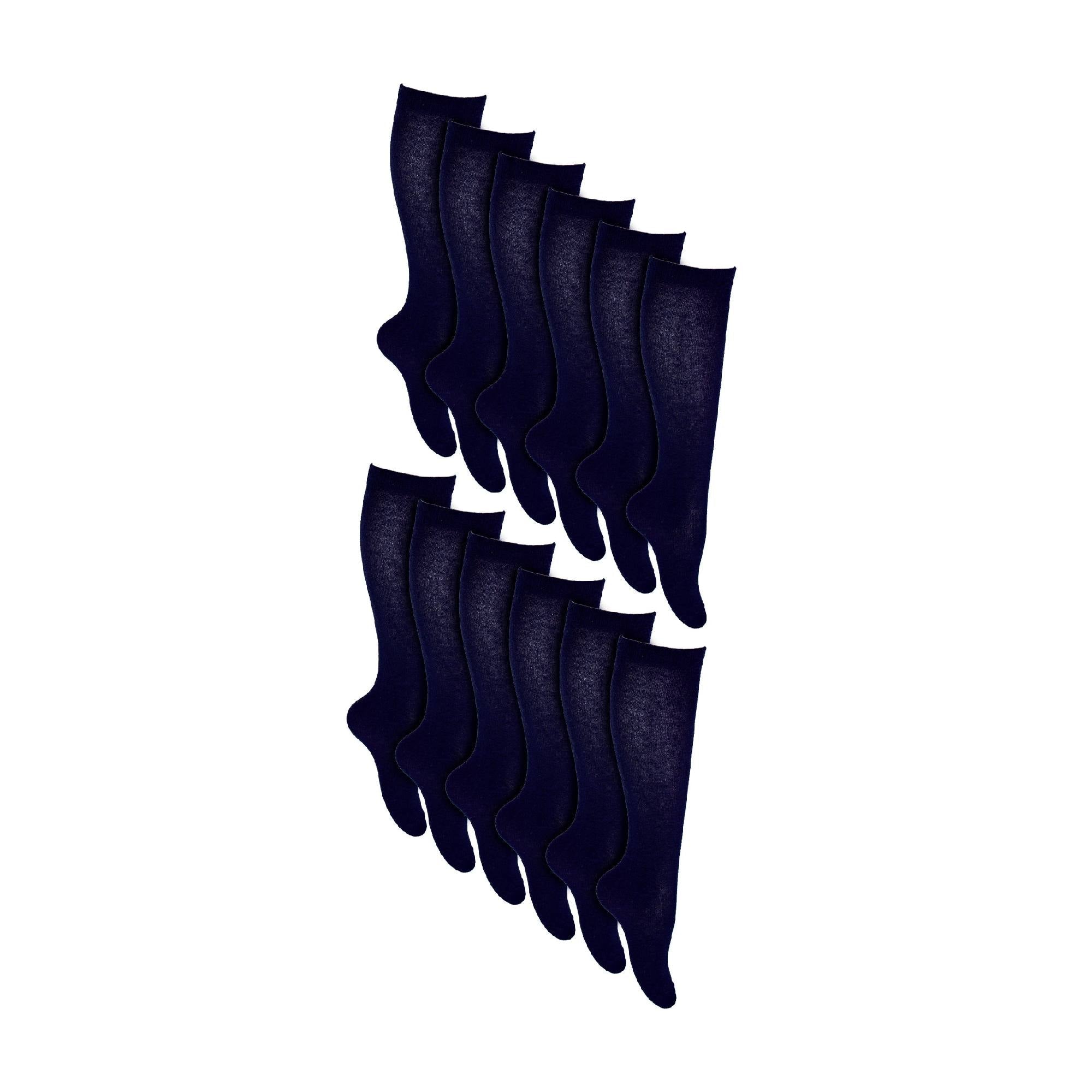 12 Pack Girls Long Knee High Soft Cotton School Socks