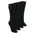 Girls 4 Pack Knee High School Socks with Ribbon Bow