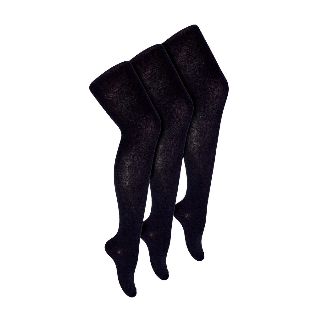 3 Pack Girls Plain Soft Breathable Cotton School Tights