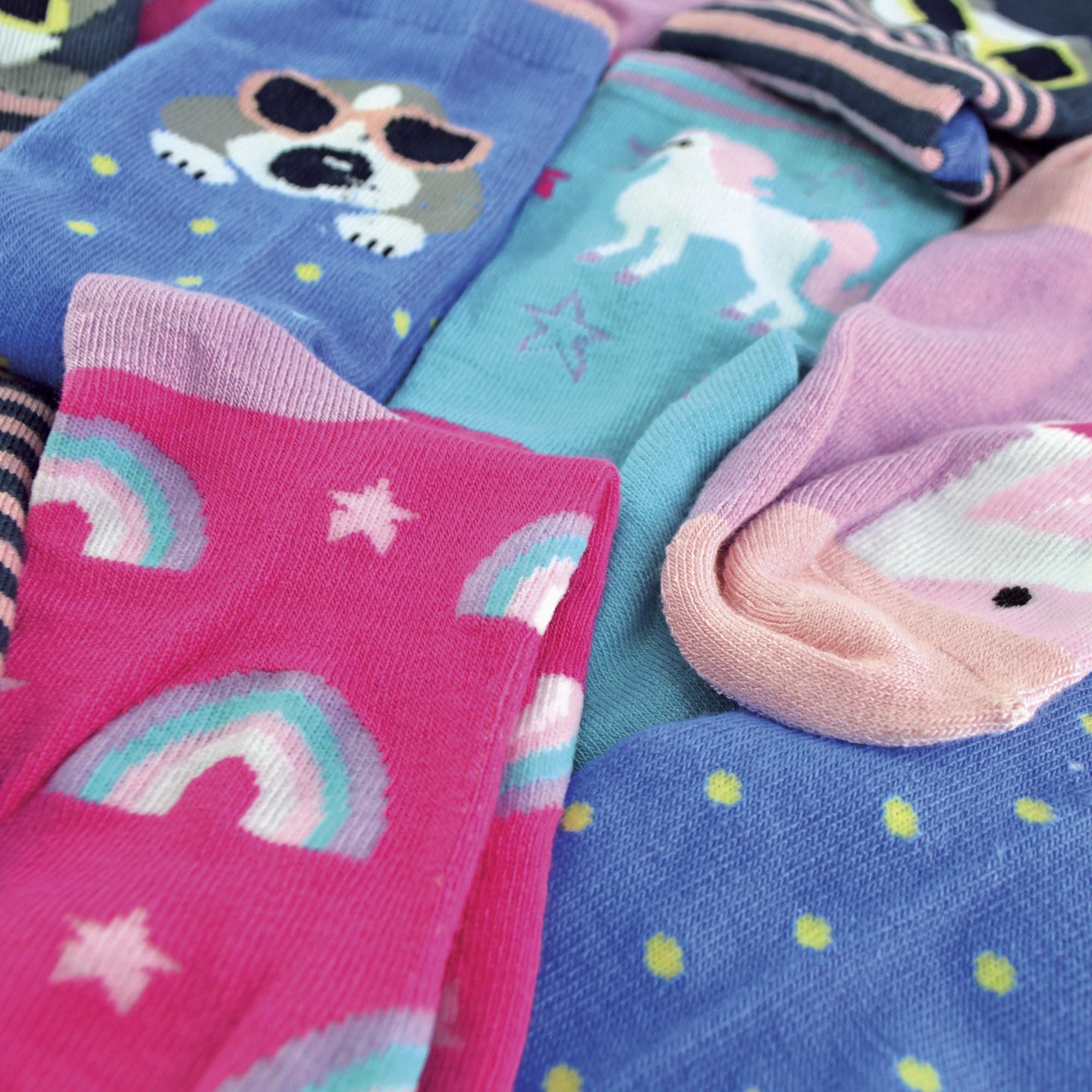 12 Pack Girls & Boys Novelty Soft Breathable Bamboo Trainer Socks