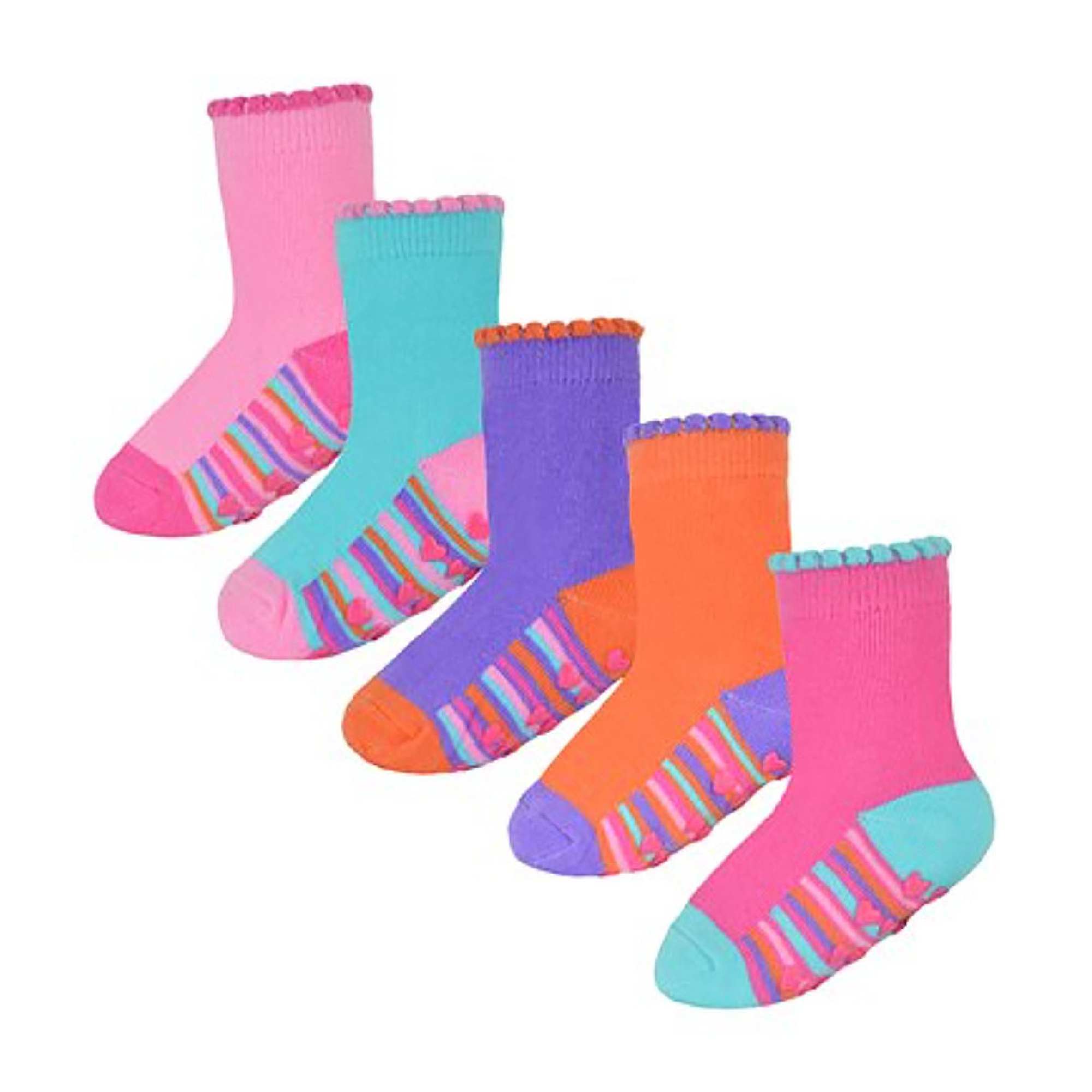10 Pack Baby Girl Soft Cotton Colorful Non Slip Heel & Toe Socks