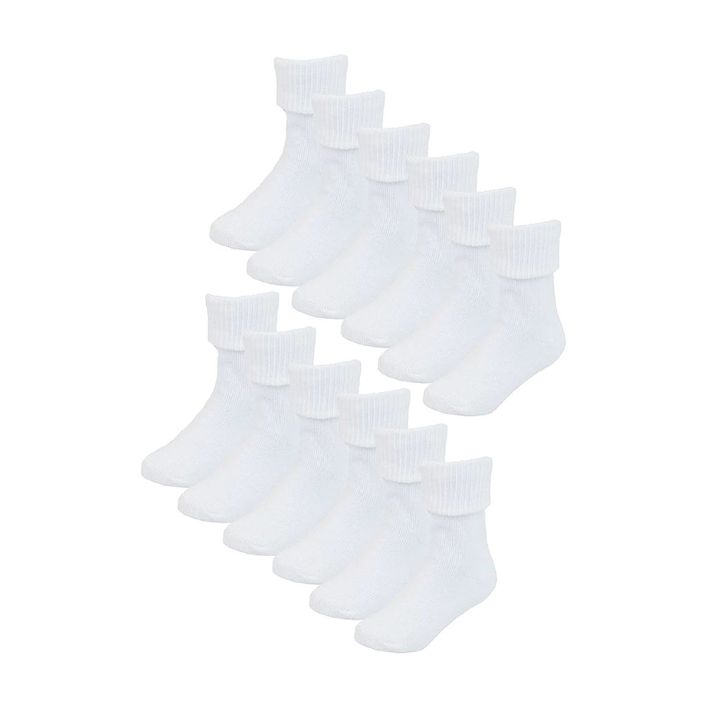 6 Pack Baby Girl & Boy Soft Cotton Turn Over Top Socks (3 Sizes)