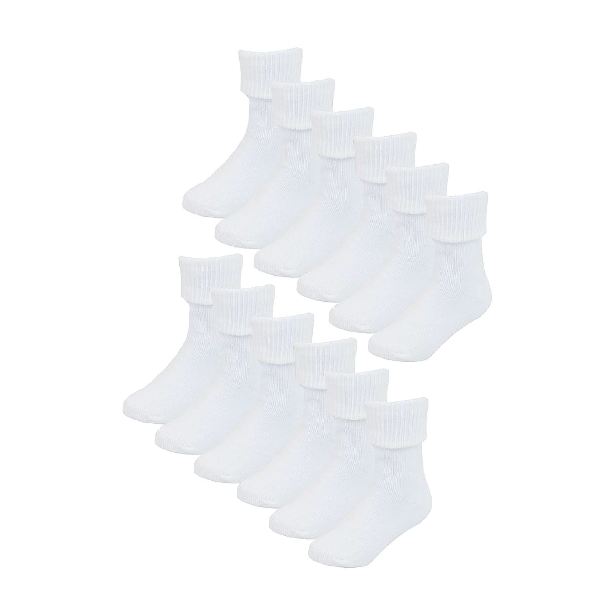 6 Pack Baby Girl & Boy Soft Cotton Turn Over Top Socks (3 Sizes)
