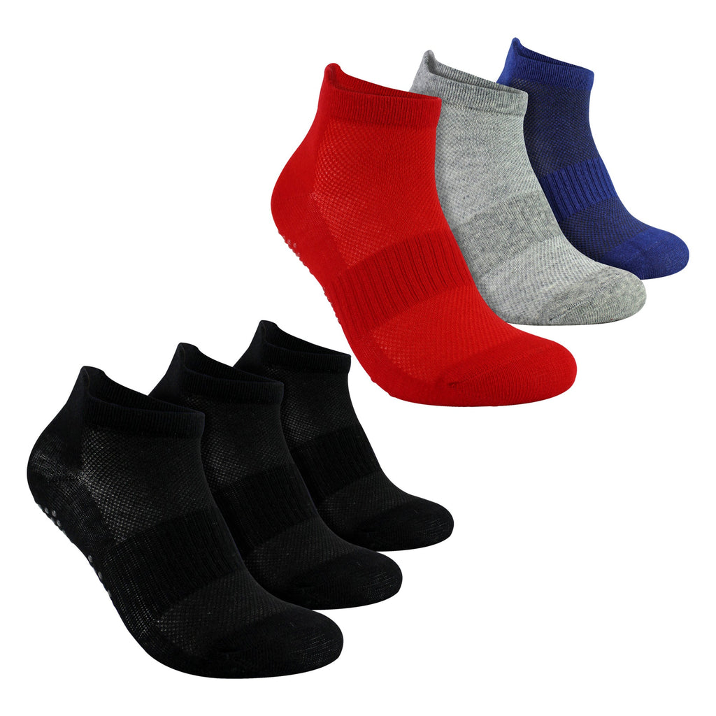 6 Pairs Non Slip Gym Yoga Socks For Boys With Grips