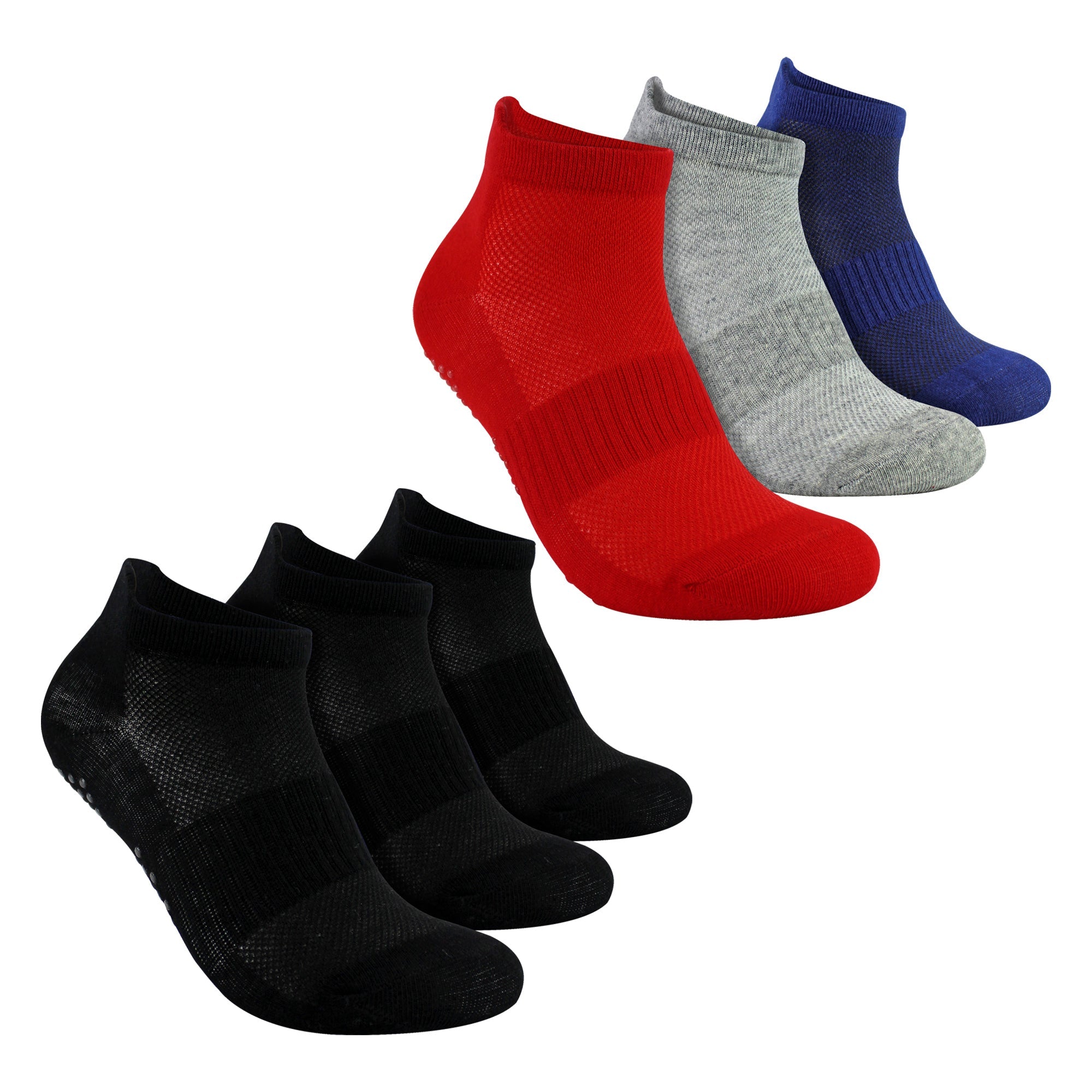 6 Pairs Non Slip Gym Yoga Socks For Boys With Grips