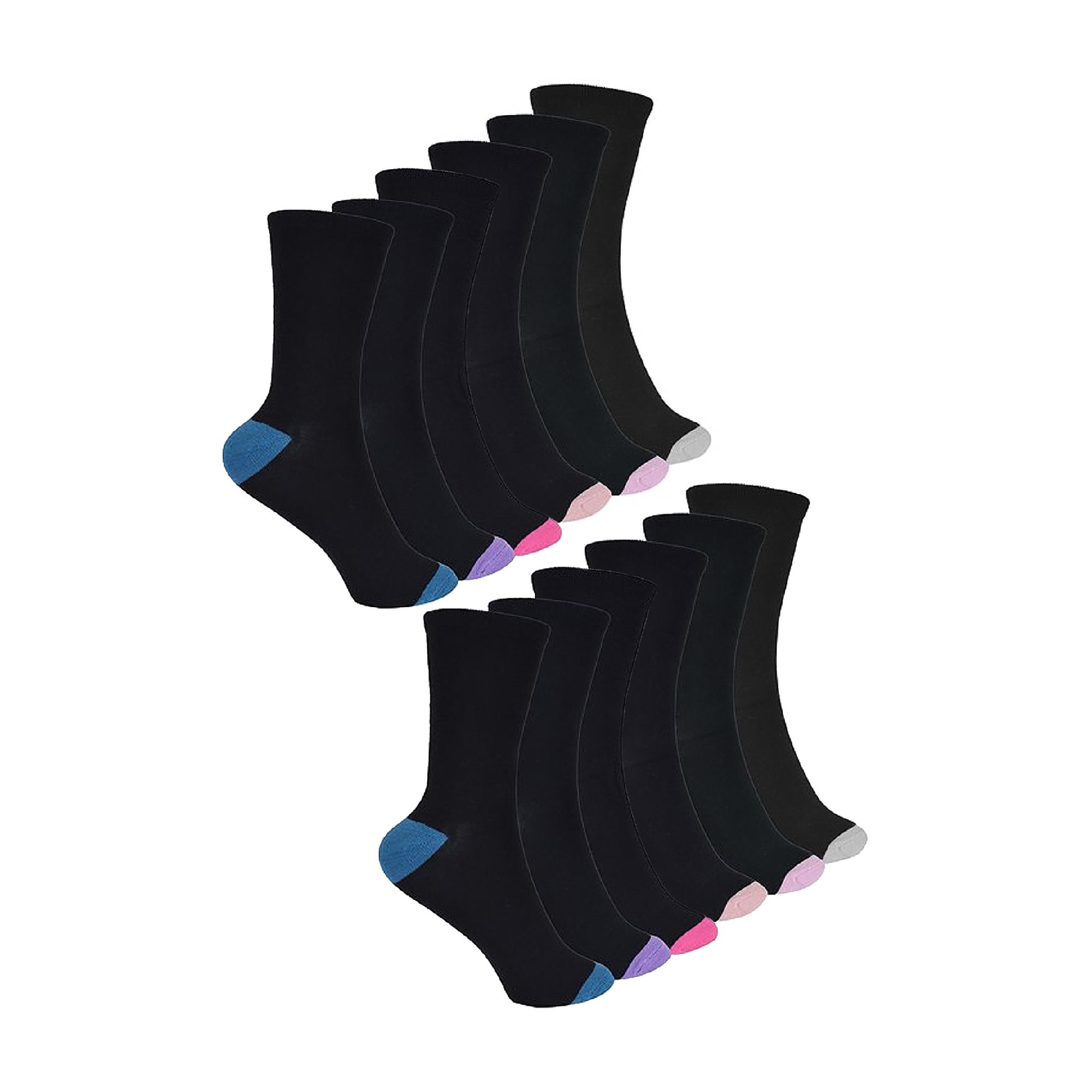 12 Pack Ladies Black Cushioned Soft Breathable Bamboo Socks