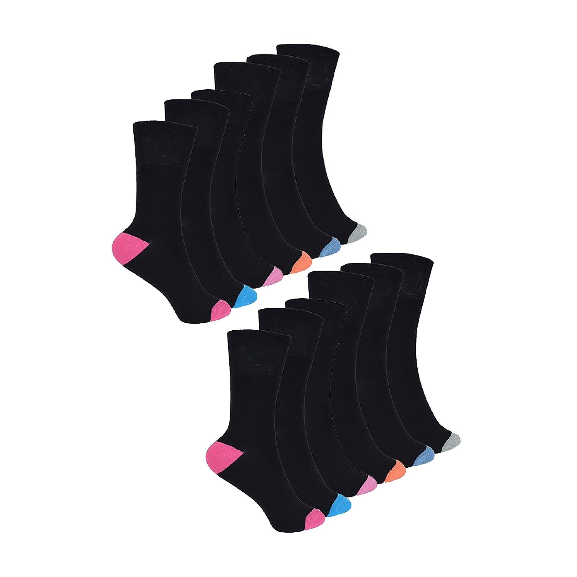 12 Pack Ladies Black Cushioned Soft Breathable Bamboo Socks