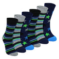 6 Pairs Boys Warm Bed Socks Stripes & Stars Patterned