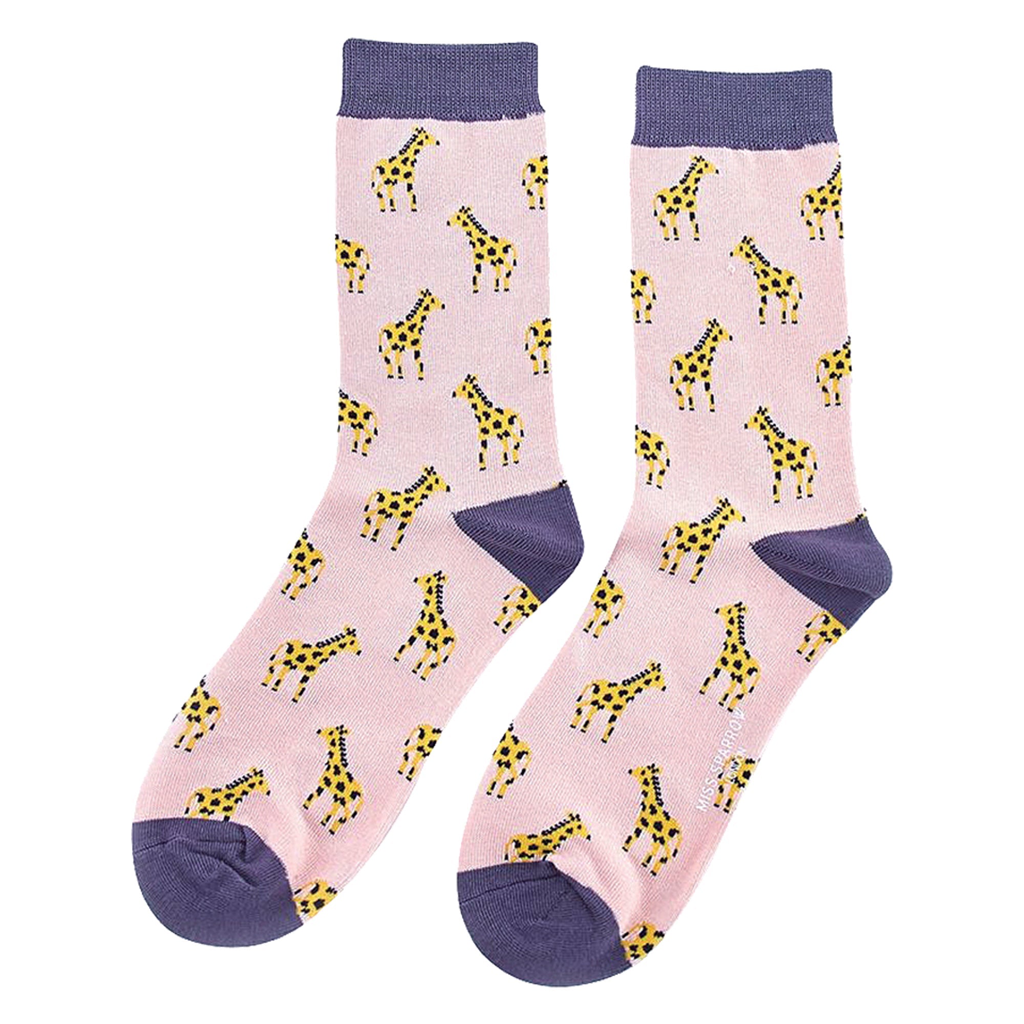 1 Pack Ladies Novelty Dusky Pink Giraffe Bamboo Socks