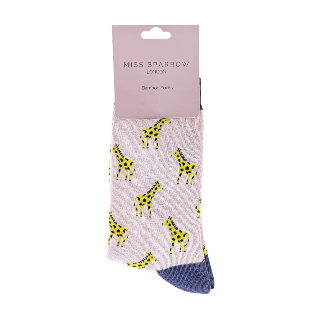 1 Pack Ladies Novelty Dusky Pink Giraffe Bamboo Socks